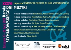 XXXVI Dni Muzyki Karola Szymanowskiego - Zakopane 17-27 lipca 2013 