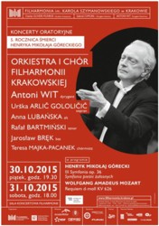 Koncerty oratoryjne z okazji 5. rocznicy śmierci H.M. Góreckiego w Krakowie
