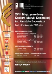 XVIII Międzynarodowy Konkurs Muzyki Kameralnej im. Kiejstuta Bacewicza 2013