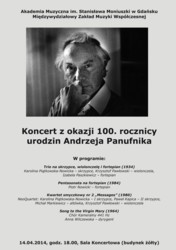 Koncert z okazji 100. rocznicy urodzin Andrzeja Panufnika - w Gdańsku